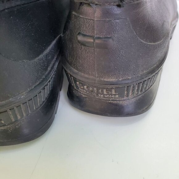 Sorel Black Lace Up Fur Cuff Mid Calf Winter Boots Size 10 - Picture 6 of 9